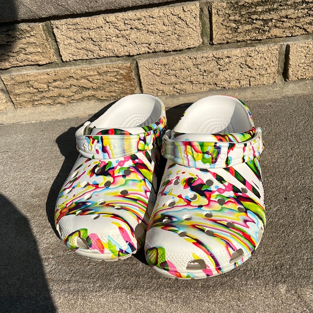 Multi-color Tie-dye Crocs